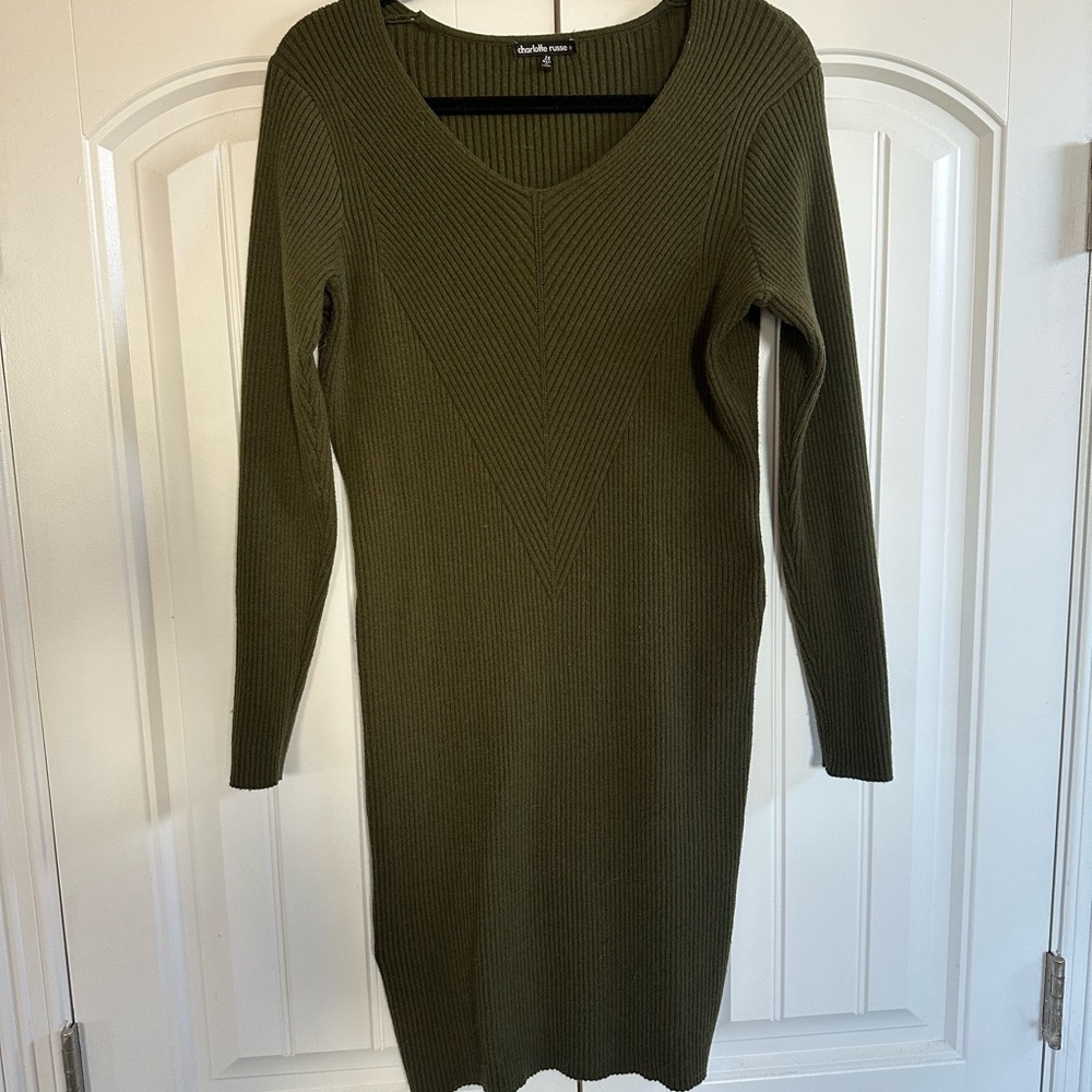 Charlotte Russe Olive Long Sleeve Dress